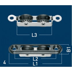 Rinvio Micro XS doppio  con puleggie su sfere Ø19mm