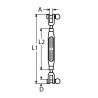 Tenditore aperto a 2 forcelle M8 Lung.180mm