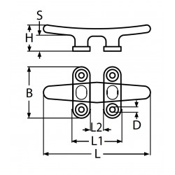 Bitta Acciaio Inox 4 fori L. 98mm