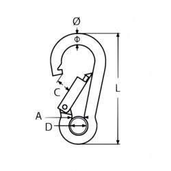 Moschettone a Pera  Ø 5mm c/occhiello