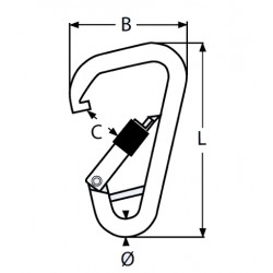 Moschettone  asimmetrico c/sicurezza e c/sbarretta Ø11mm
