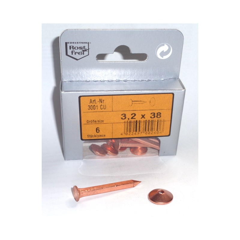 Chiodi in rame 3,2x38mm BOX da 6pz Chiodi in rame 3,2x38mm BOX da 6pz