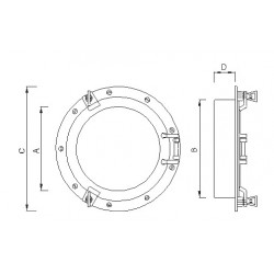 Oblò tondo ottone lucidato Ø 300/200