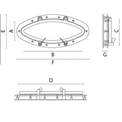 Oblò ellittico in ottone cromato L.423mm