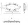 Oblò ellittico in ottone cromato L.423mm